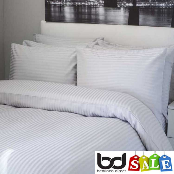 White 540 Thread Count Satin Stripe Cotton Bedding