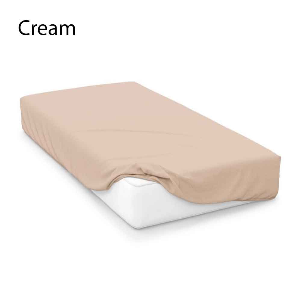 Cream 4FT Small Double Fitted Bed Sheet Percale Poly Cotton Fitted Sheets Polycotton Small Double Sheets Fitted COTON MODE® Non Iron Percale Cream Fitted Sheets Small Double Bed 